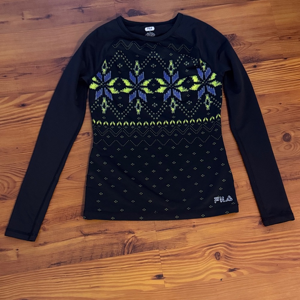 Fila Black and Neon Patterned Long Sleeve Shirt